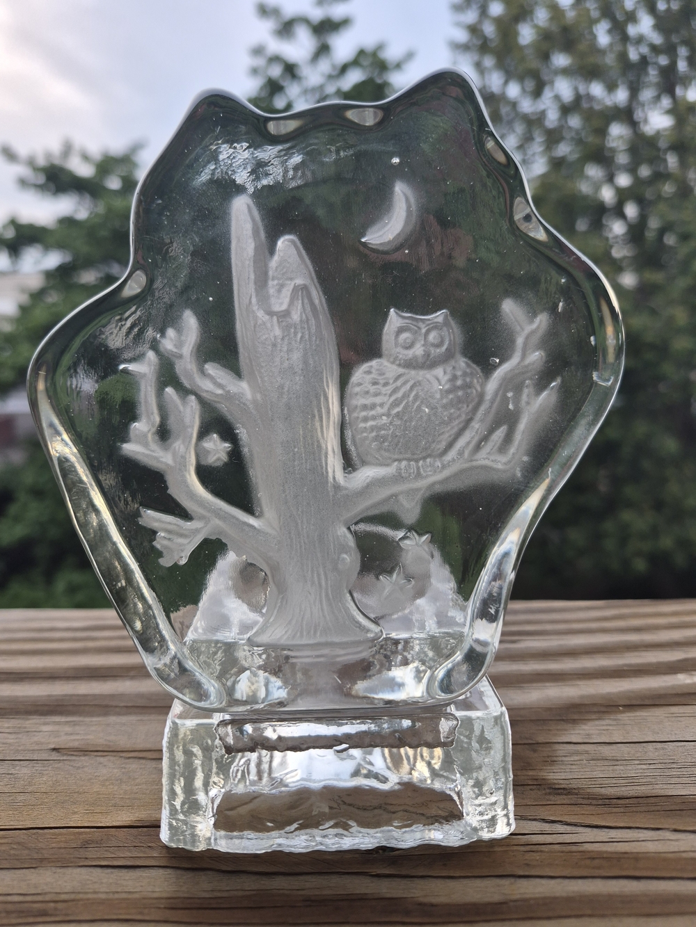 Crystal Owl Night Scene Candel Holder